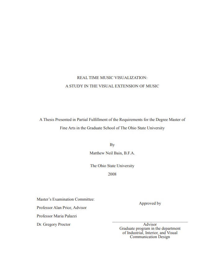 Real Time Music Visualization thesis first page